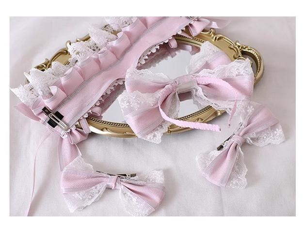 Xiaogui - Sweet Lolita Headdress Pink - Handmade Christmas Accessories Headwear