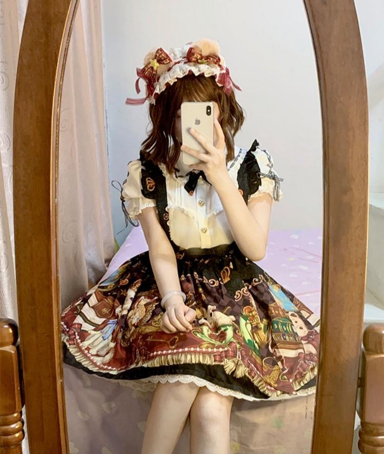 OCELOT - Crown Bear - Kawaii Lolita SK Daily Chiffon Skirt