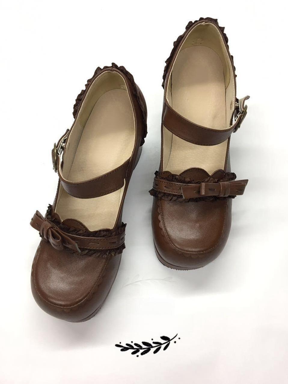 The Seventh Sense - Bow Lace - Lolita Shoes with a square toe - product detail 4