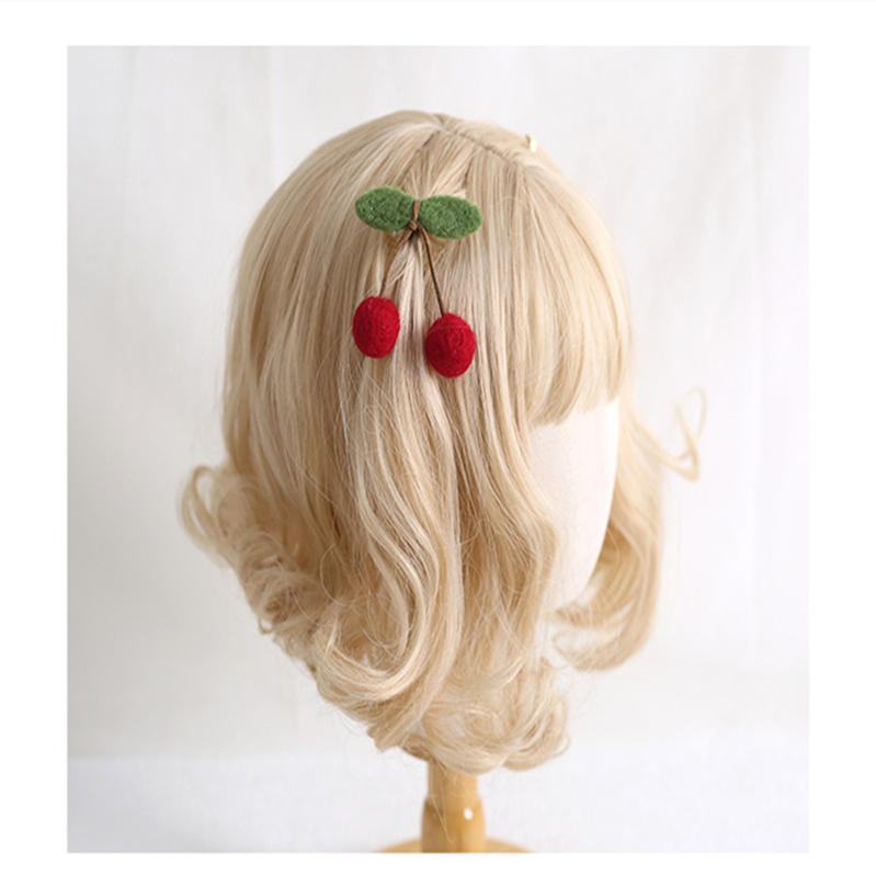 Xiaogui - Handmade Kawaii Wool Felt Cherry - Clips Headwear