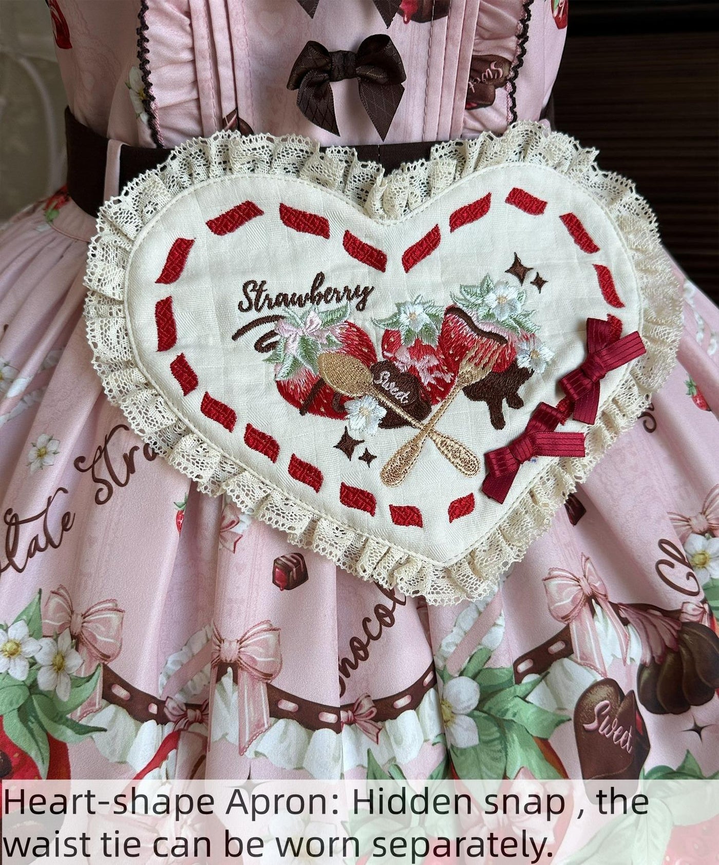 DreamWhale - Strawberry Chocolate Lovers - Sweet Lolita Embroidered Printed Accessory