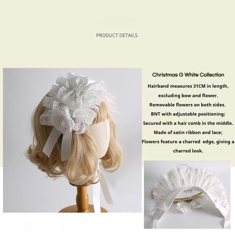 Xiaogui - Classic Lolita Lace Headdress Pure - White Lolita Head Accessory Headwear