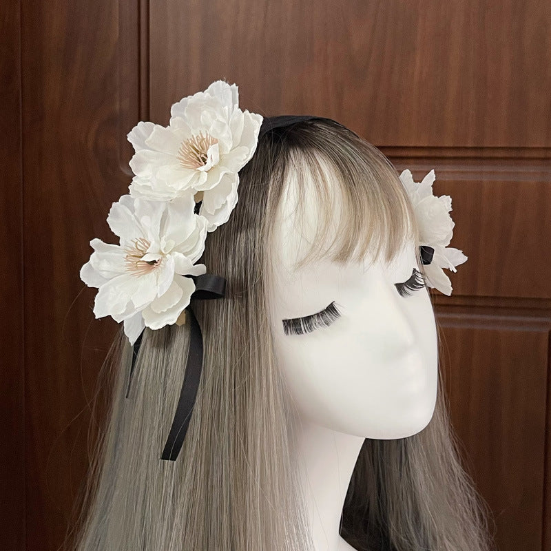 Soft Girl Lolita Lace Headband Bow KC Flower Hair Accessory Lo Girl Cosplay Versatile Sweet Hair Ornament