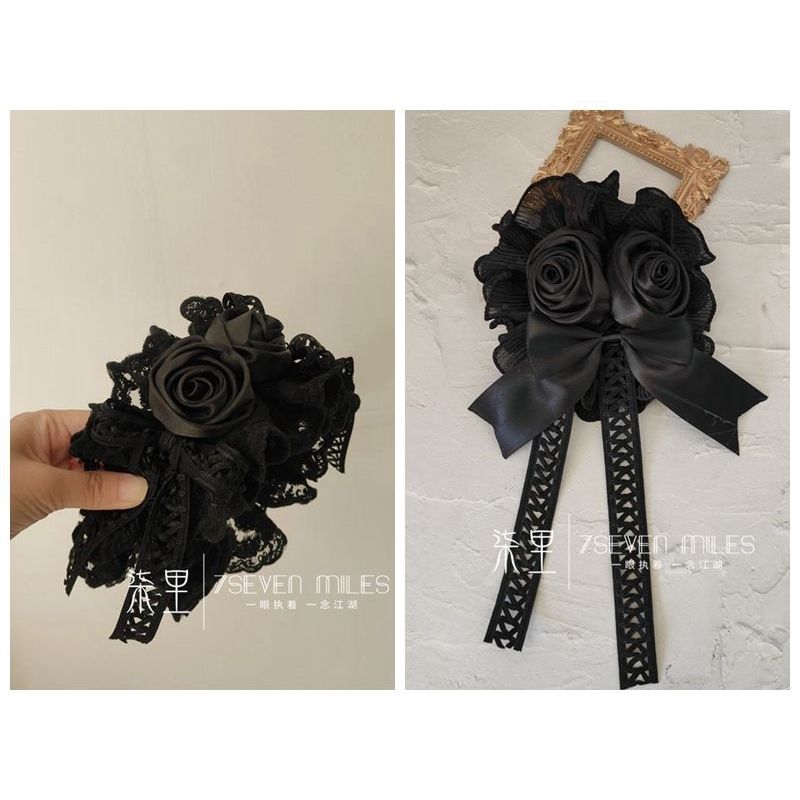 Qili Nightfall Handmade Elegant Retro Black Flower Headband - Lolita Black Hair Accessory
