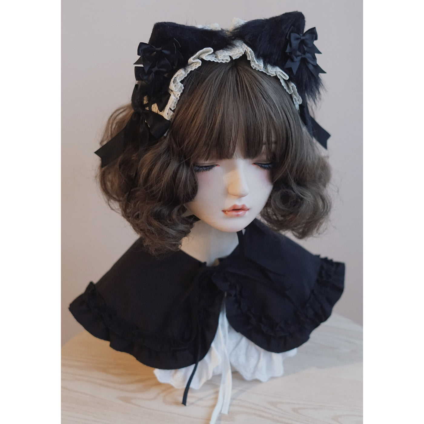 Original Handmade Black and White Bow Cat Ear Headband Lolita Kc - Lolita Fetch