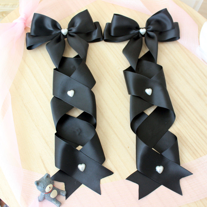 Handmade Doll-Like Lolita Hair Clips Double Ponytail Cross Tie Bow Side Clips JK Uniform Girl Hair Accessories