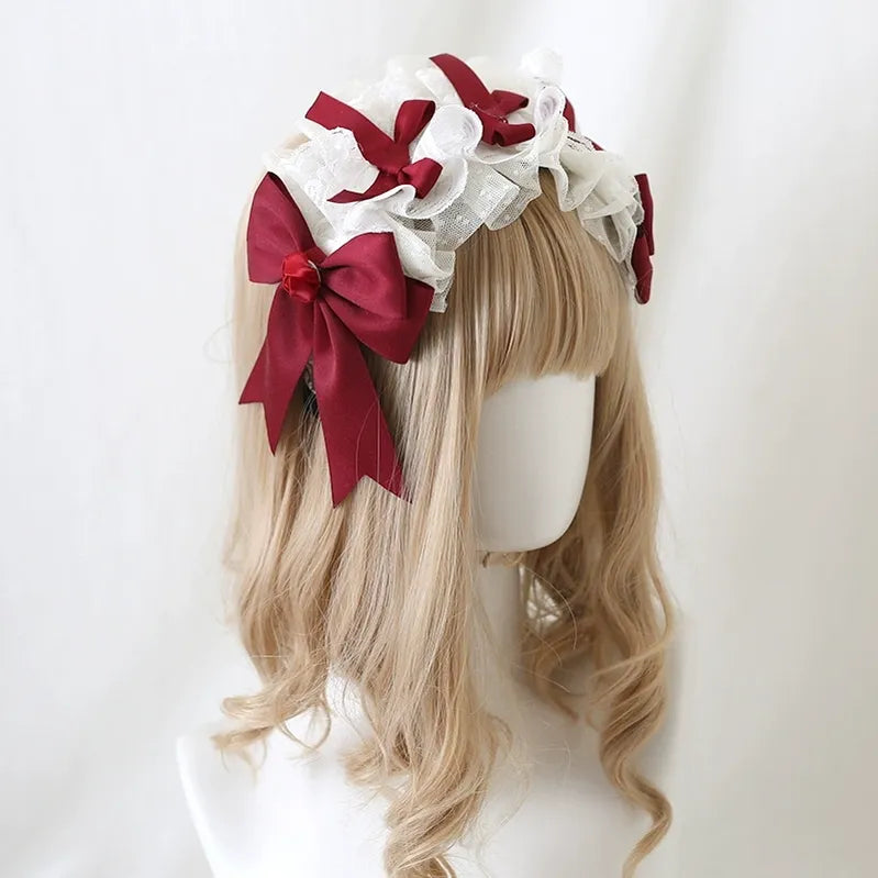 Xiaogui - Elegant Lolita Hairband Dark Red - Headwear Headwear