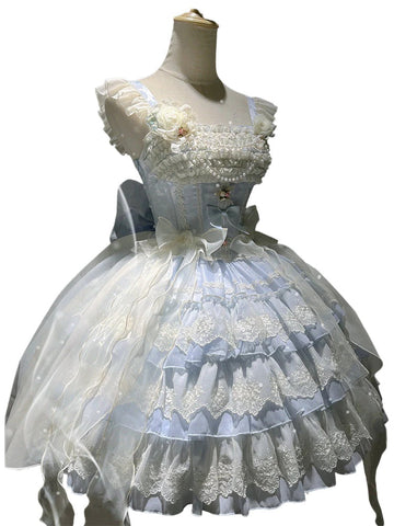 ZhiJinYuan -Tears of Rose- original lolita  short ballet style lo skirt dress JSK Lolita