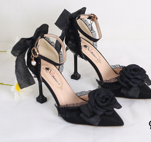 Xiaogui - Elegant Lolita High-Heeled Camellia - Bows Shoes Shoes