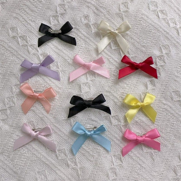 Handmade - Mini 3.5 cm Ribbon Bow - Brooch Set