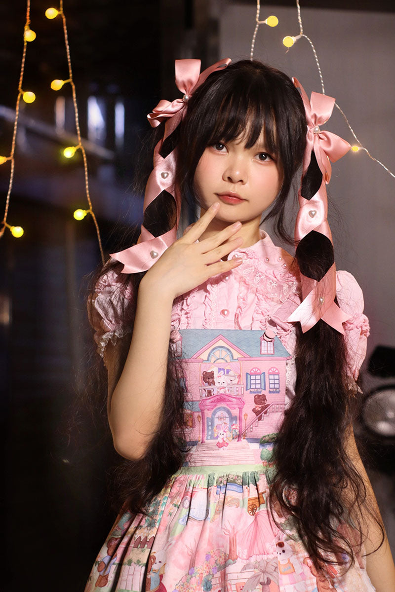 Handmade Doll-Like Lolita Hair Clips Double Ponytail Cross Tie Bow Side Clips JK Uniform Girl Hair Accessories