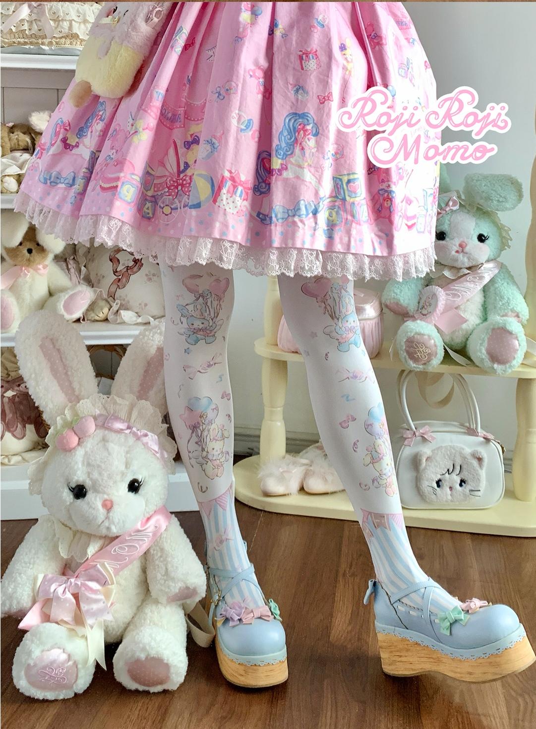 Roji Roji - Bunny Printed Sweet Lolita Pantyhose - Socks