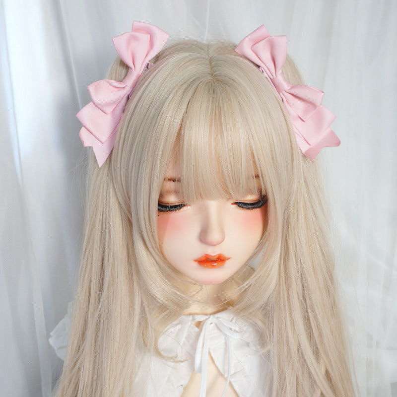 Japanese Handmade Doll Lolita Large Bow Hair Clip - Girl's Double Pony