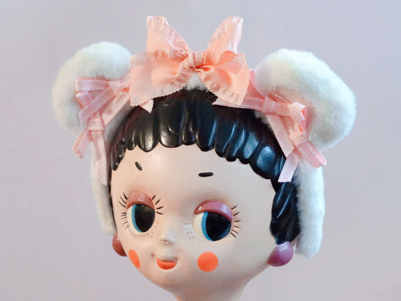 Original Handmade Bear Ear Bowknot Plush Headband Lolita Brown Japanese Korean Style