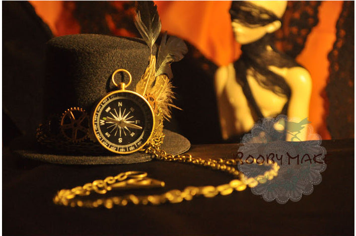 Steampunk Hat Feather Top Hat Mechanical Gear Clock Hat Hairpin Vintage Lolita