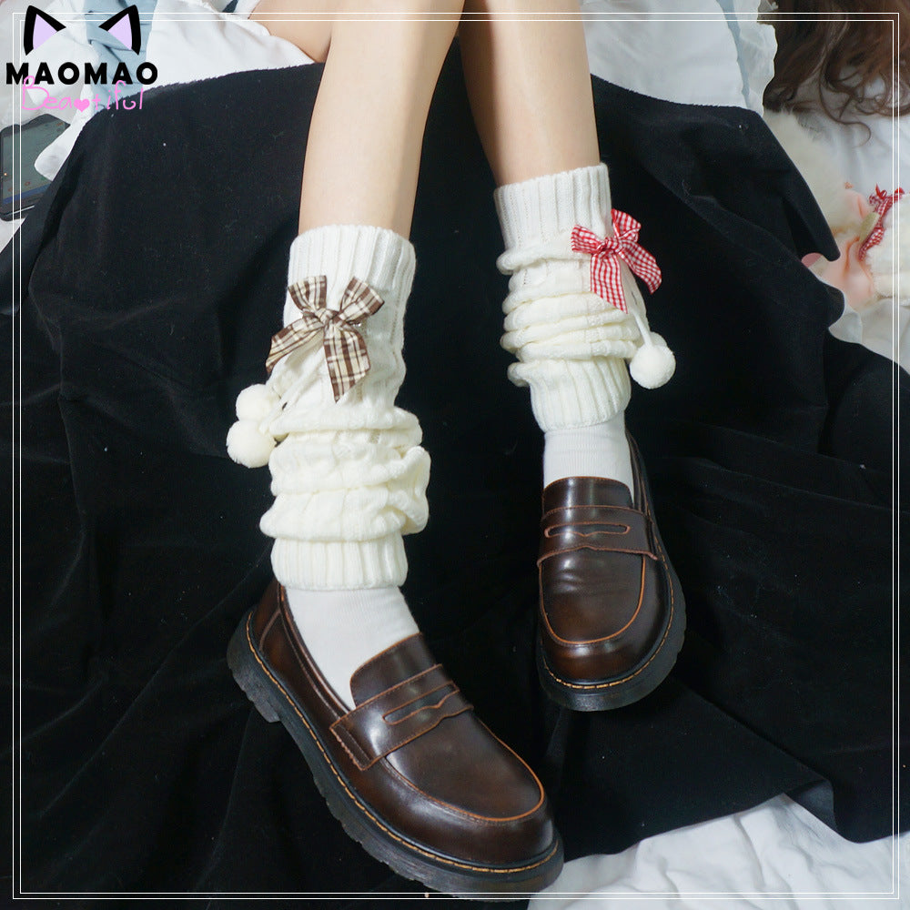 Original Cute Rabbit Ear Fluffy Socks Soft Girl Lolita Japanese JK Style Pom-Pom Bow Leg Warmers Elephant Socks
