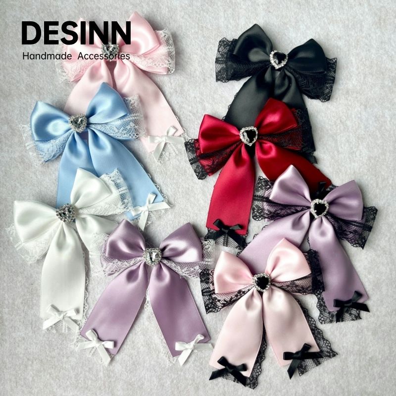 Handmade - Lace Tasseled Bow - Hair Clip or Brooch