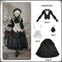 Langes Komplettset (Bluse + Langer Rock + Schürze + Jabot) / S
