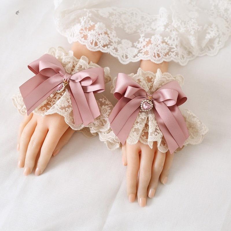 Xiaogui - Ivory & Pink Sweet Lolita Headdress - Bridal Lace Headwear Headwear
