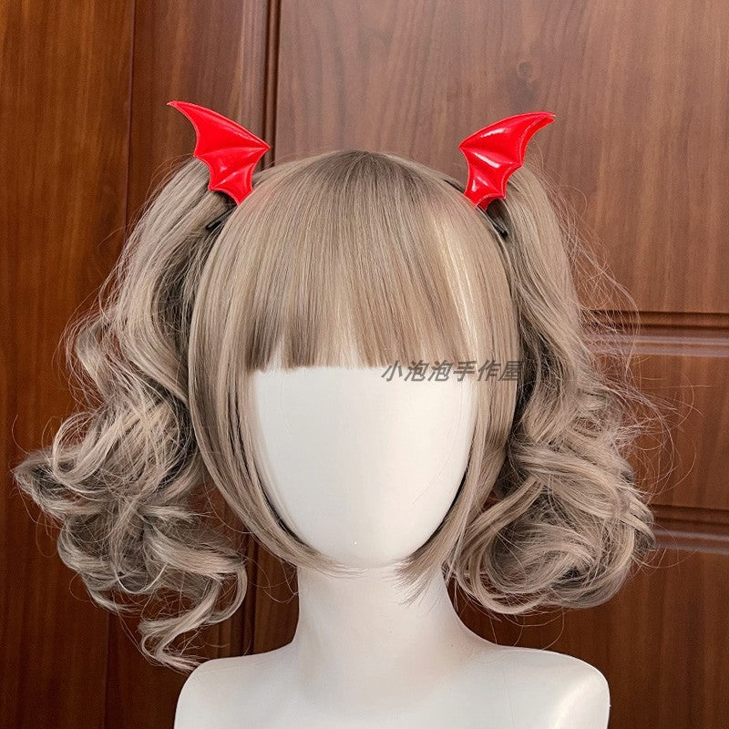Black Devil Wings Hair Clip Bat Side Clip Bowknot Quirky Halloween Headwear Lolita Gothic Subculture