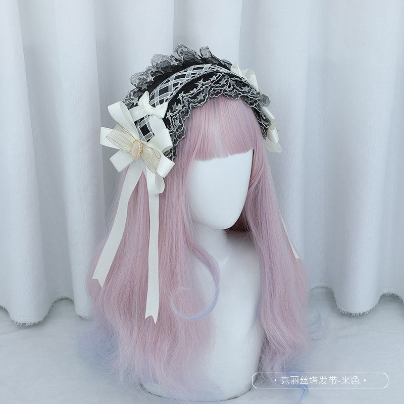 Lolita Hairband Handmade In Stock Krista Bow Lace Ribbon Hair Accessories - Lolita Fetch