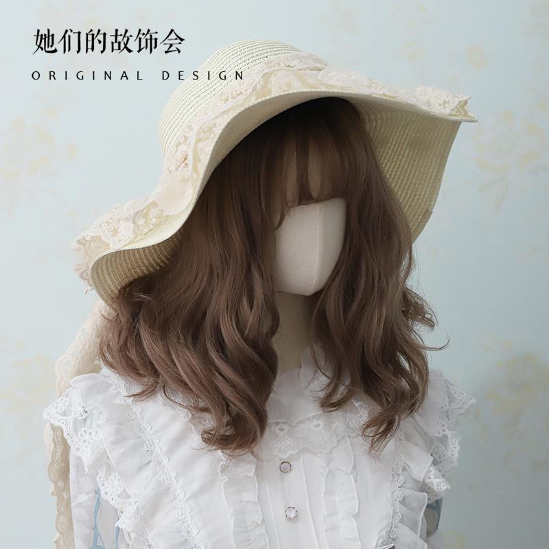 Lolita Straw Hat for Women Sun Hat Women Sun Protection Wide Brim Hat Summer Beach Lolita Girl Wide Brim Hat for Women Summer