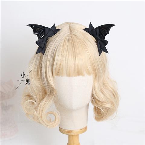 Black Wings Demon Hair Clip Bat Side Clip Halloween Headwear Bow Hair Accessory Lolita Gothic - Lolita Fetch