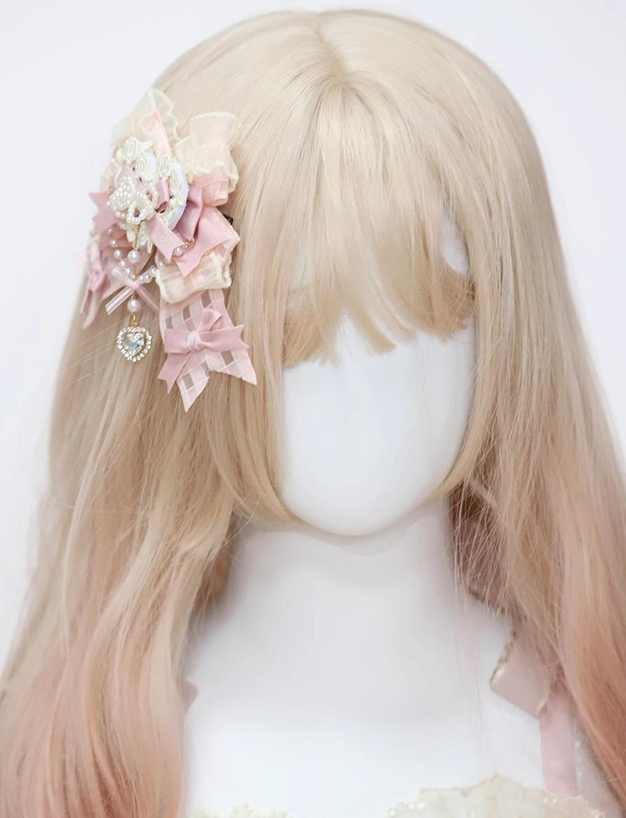 Her Vintage Society - Satin Pink Ballet - Hair Accessories and Flat Hat with Hand-Rolled Roses - option image