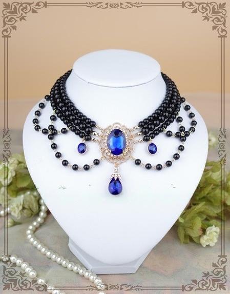 Rose of Sharon - Customized Lolita Pearl Necklace - with Gemstone Pendants Neckwear