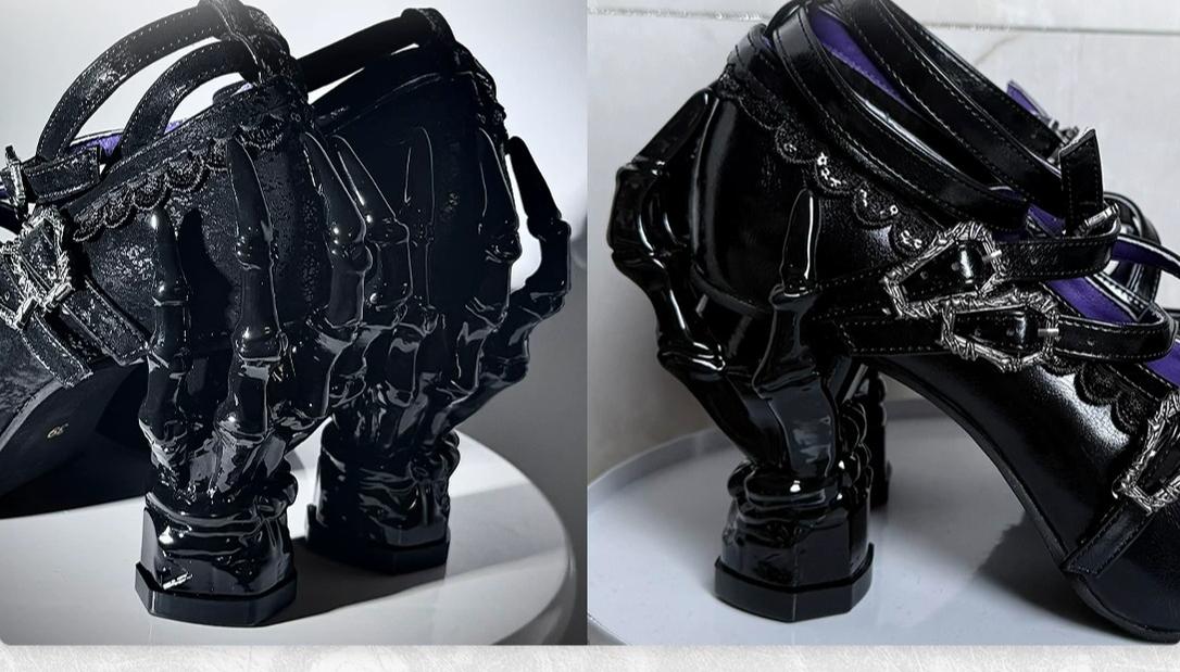 sphenoid - Tome of Holy Remains - Gothic Lolita heel shoes with 3D bone hand-shaped heels - product detail 7