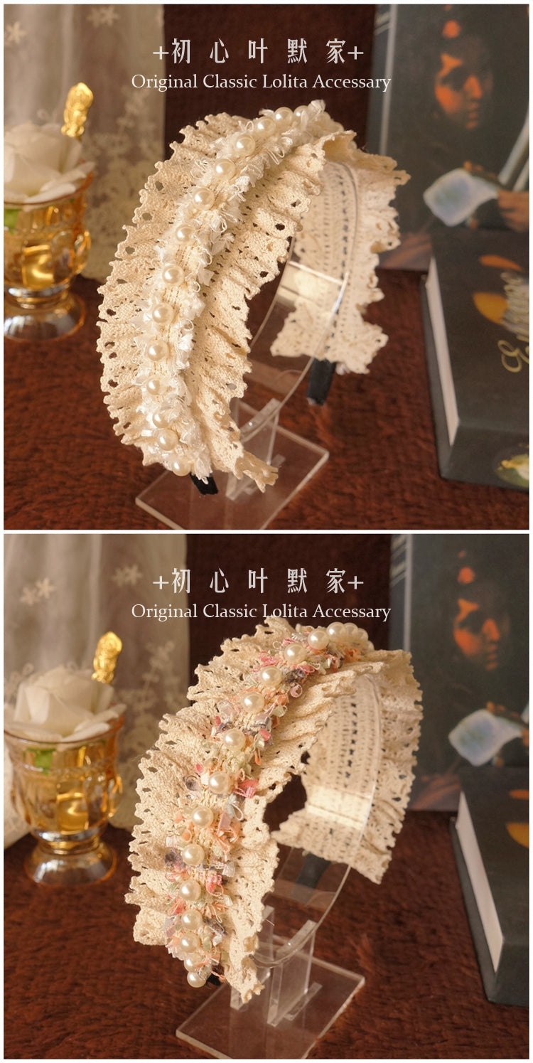 Vintage European Court Style Pearl Headband Lace Headband Beautiful Fairy Lolita Headband Hair Accessory