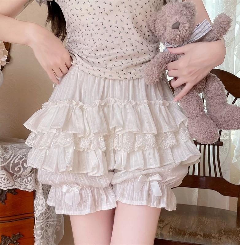 Sugar Girl - Sweet Lolita Cotton Bloomers - Ruffles and Bows Hand Accessory