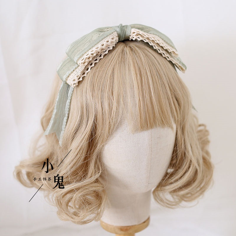 Original Wakakusa Color Lace Bow Hair Accessory Clip Bbd Lolita Hair Ornament Forest Style Girl Lolita Small Item - Lolita Fetch