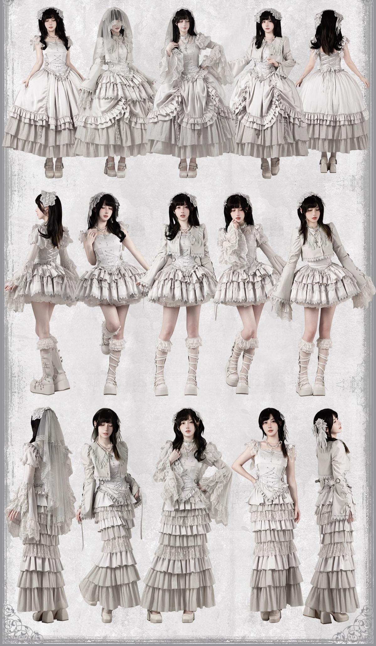 With PUJI - Humanoid Robot - Silver Gothic Lolita Mermaid Skirt Set