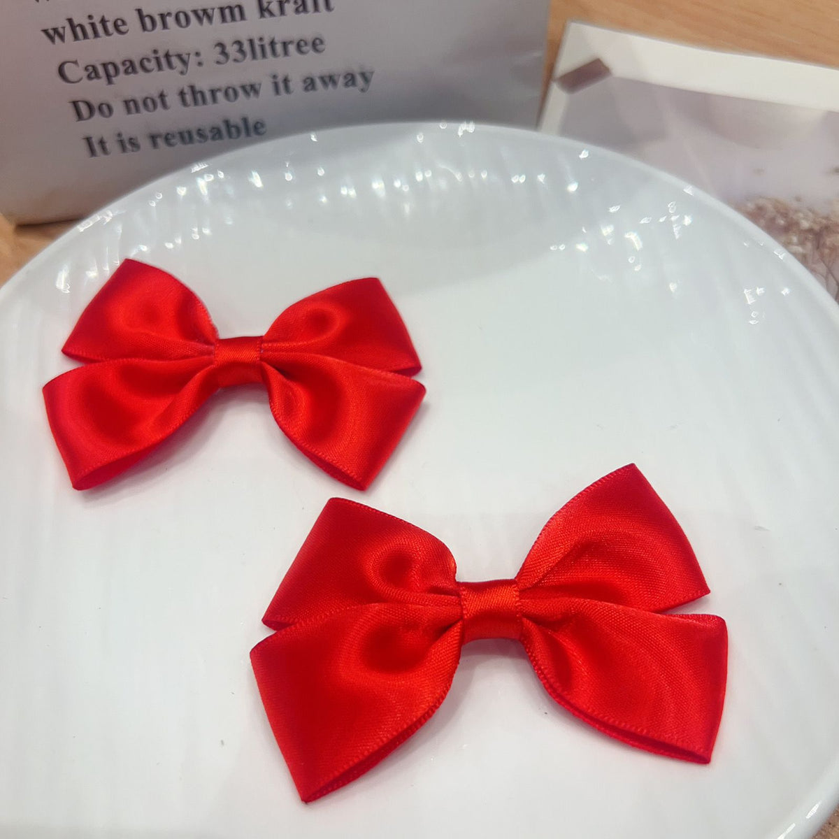 Handmade - Glossy Satin Ribbon - Bow Brooch Pair - detail view 17