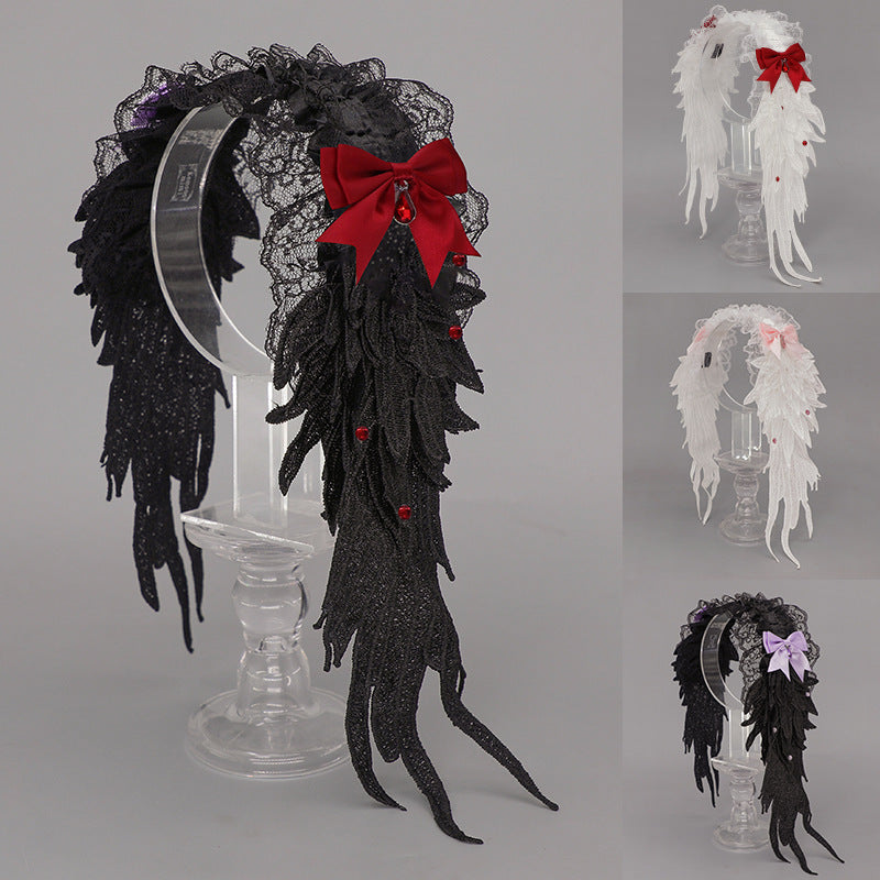 Dark Gothic Angel Wings Headband Subculture Harajuku Style Wings Hair Accessory Punk Lolita Wings Hair Ornament - Lolita Fetch