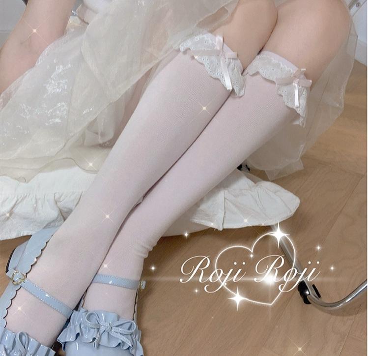 Roji Roji - Sweet Lolita Cotton Socks Bow Lace - Socks Socks