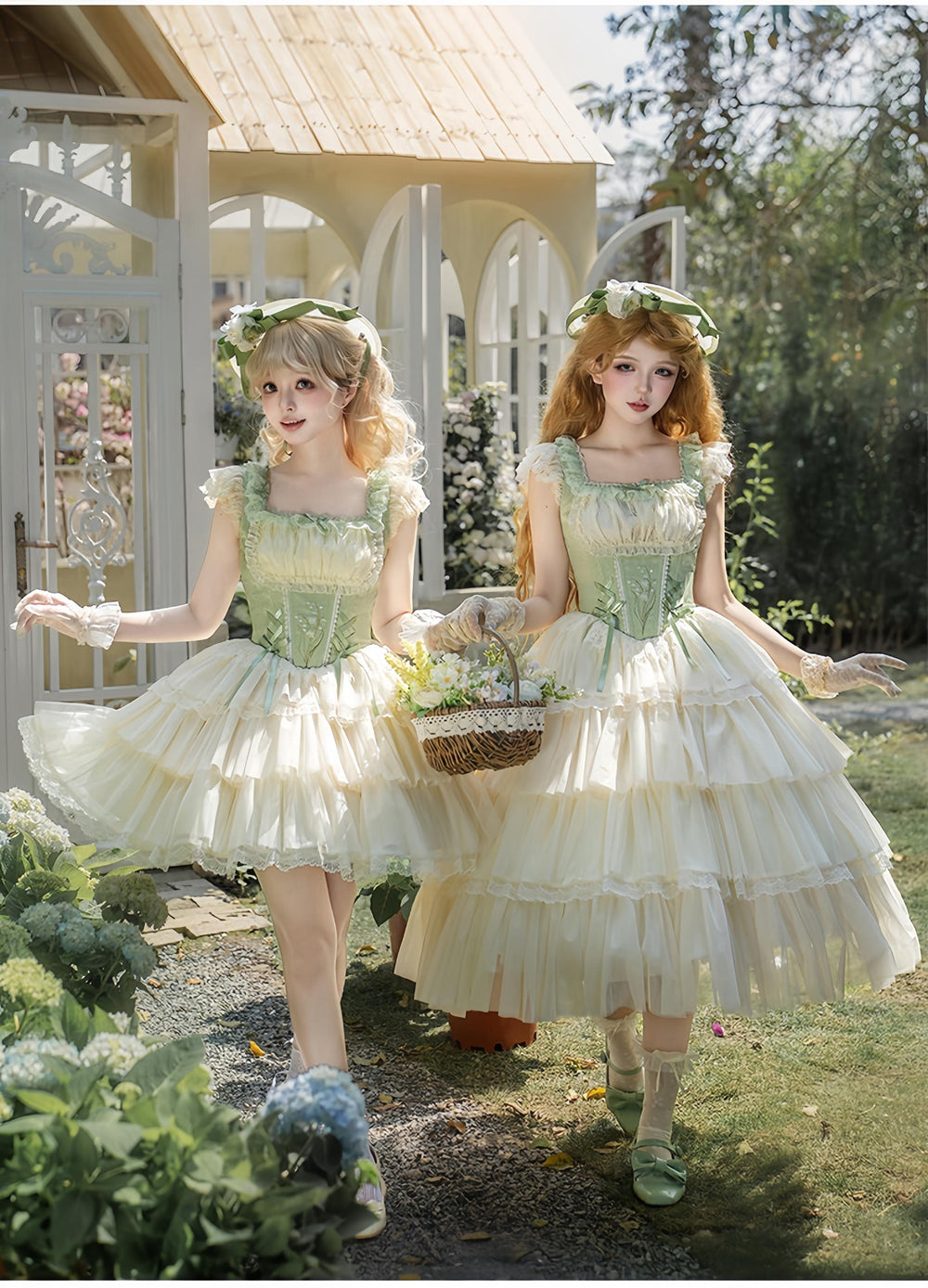 With PUJI - Lily of the Valley Whisper - Embroidered Classic Lolita Corset JSK Dress