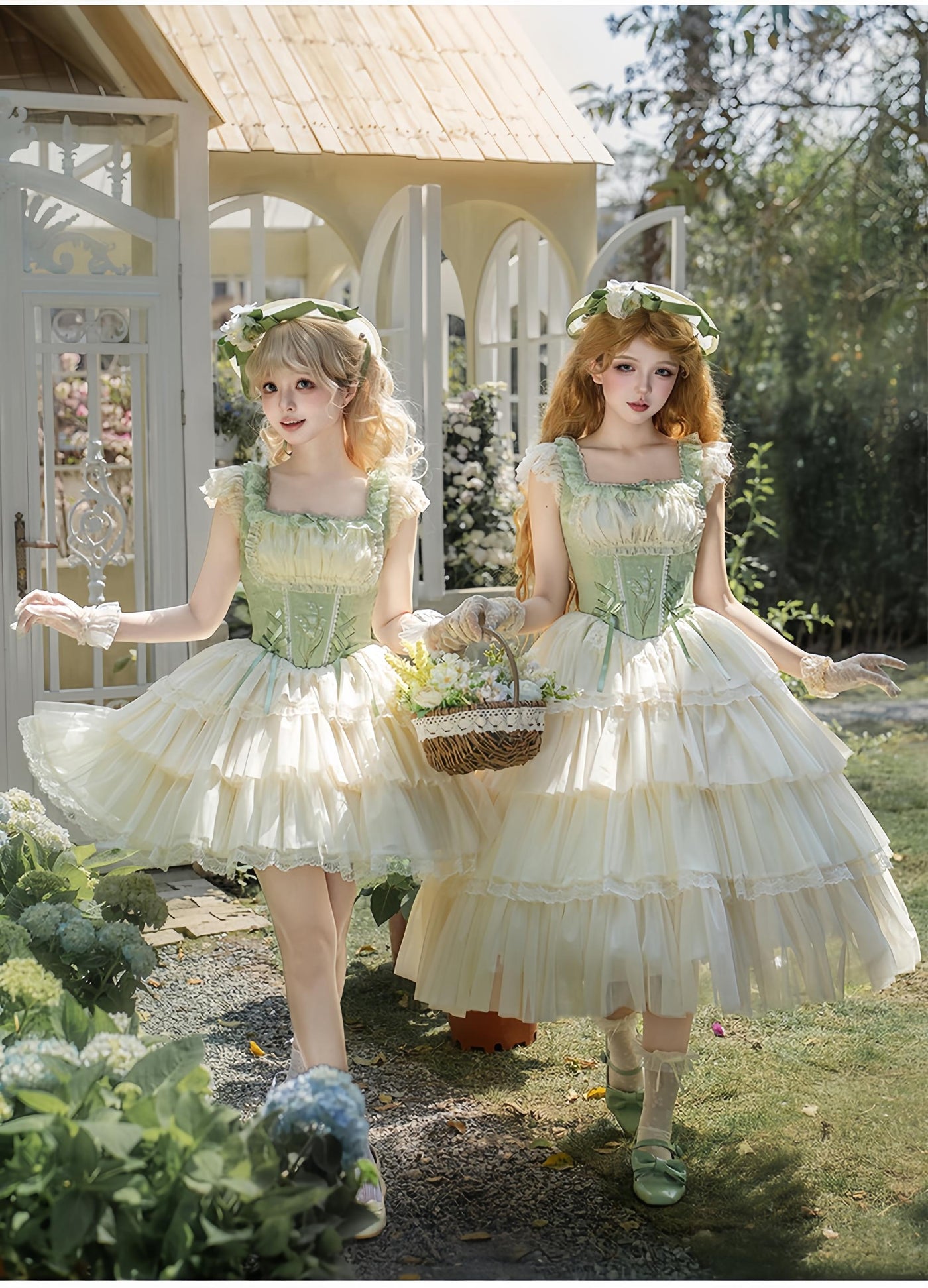 With PUJI - Lily of the Valley Whisper - Embroidered Classic Lolita Corset JSK Dress