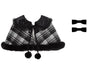 Wendbarer schwarzer Cape mit Karomuster + ein Paar Schleifen-Anstecker (Einheitsgröße/M) / S