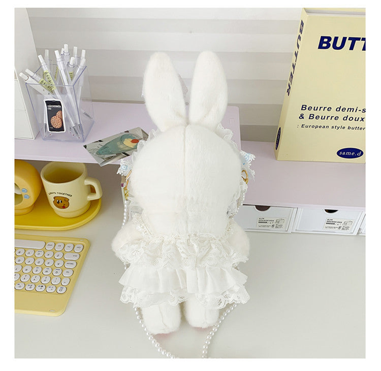 Lop-Eared Bunny Lolita Pearl Chain Doll Bag – 2025 Cute Bow Plush Shoulder Bag