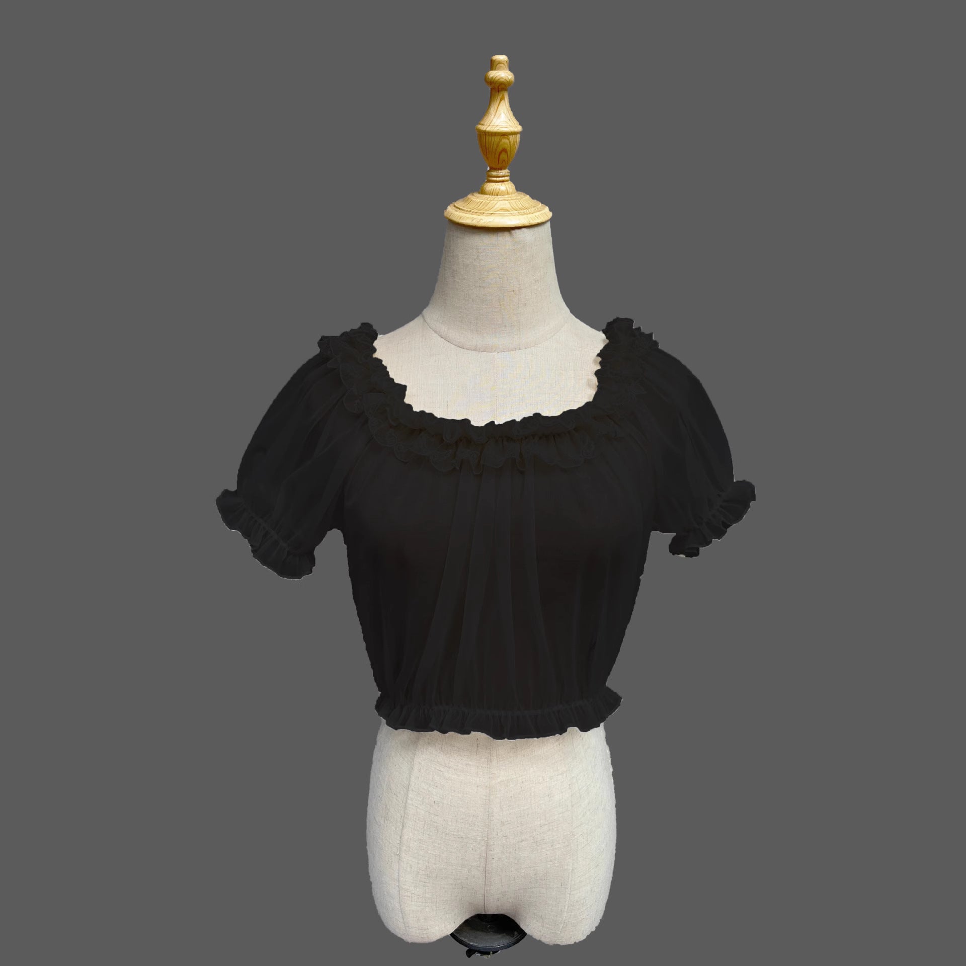 Zhijinyuan- Tulle Inner Top |   Lightweight Skin-Friendly Off-Shoulder Versatile Apricot Blouse