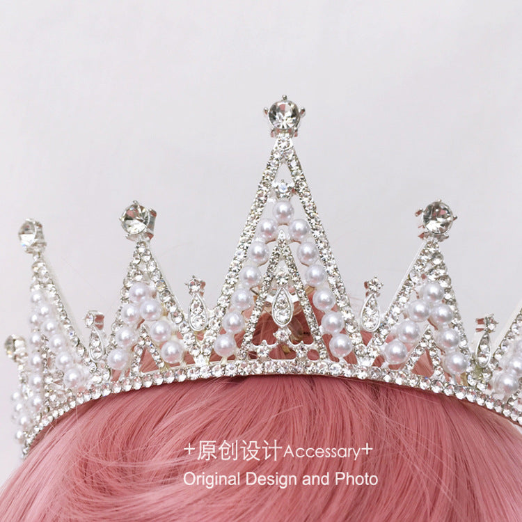 Lolita Girl Crown European Court Retro Pearl Butterfly Rhinestone Hair Crown Crown Tiara Headwear Collection