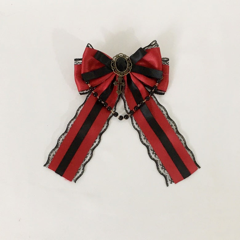 Castle Night Original Dark Wine Red Lolita Small Bow Hair Clip Lolita Hair Accessory Gothic Style KC