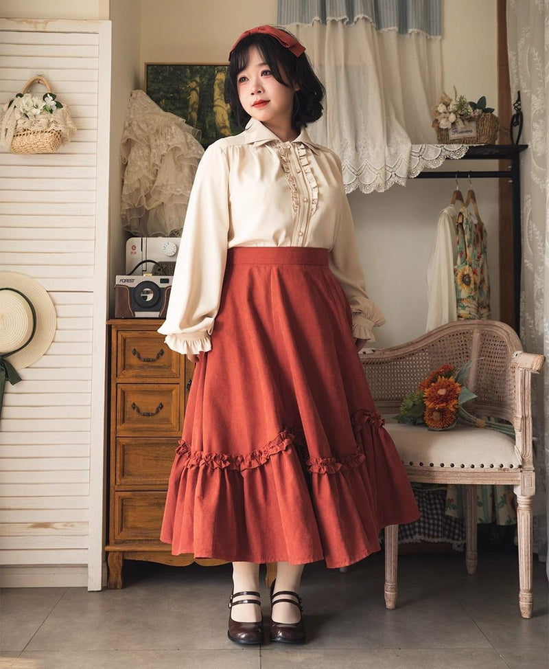 Forest Wardrobe - Forest Basket - Elegant Lolita Shirt Retro Dual Collar Versatile Shirt