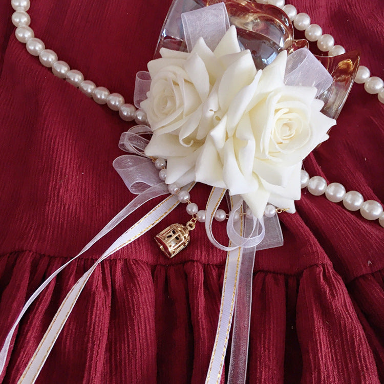 Lolita Gothic Wedding KC Hair Clip Lace Rose Bow Halloween Hair Accessory