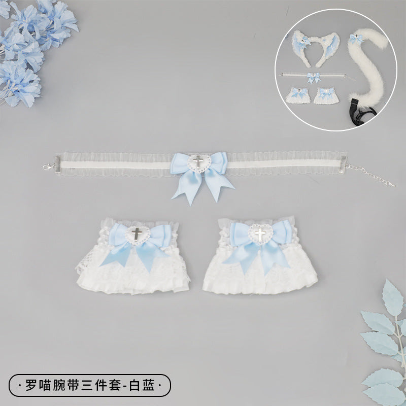 Cosplay Cat Ear Headband Cat Tail Accessories Handmade Cute Cat Girl Beast Ear Hair Accessories Beast Tail Accessories Set