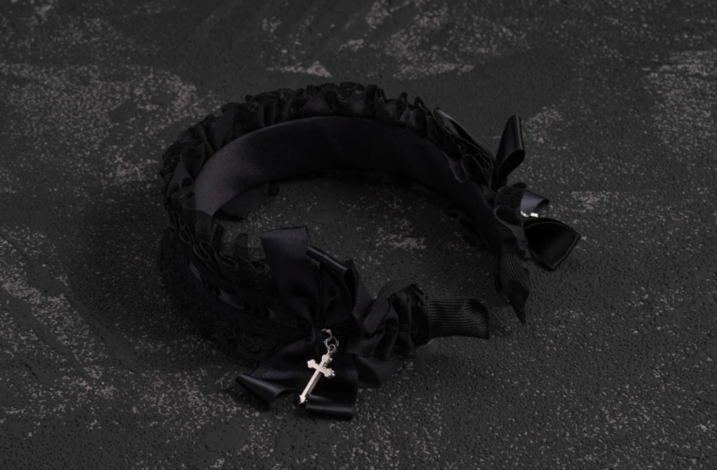Strange Sugar - Gothic Black Lolita KC Cross Lace - Headband Lolita Accessories Headwear