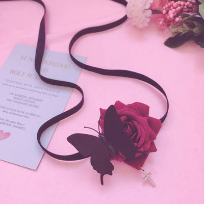 Lolita Single Eye Mask - Butterfly Rose Gothic Dark Style