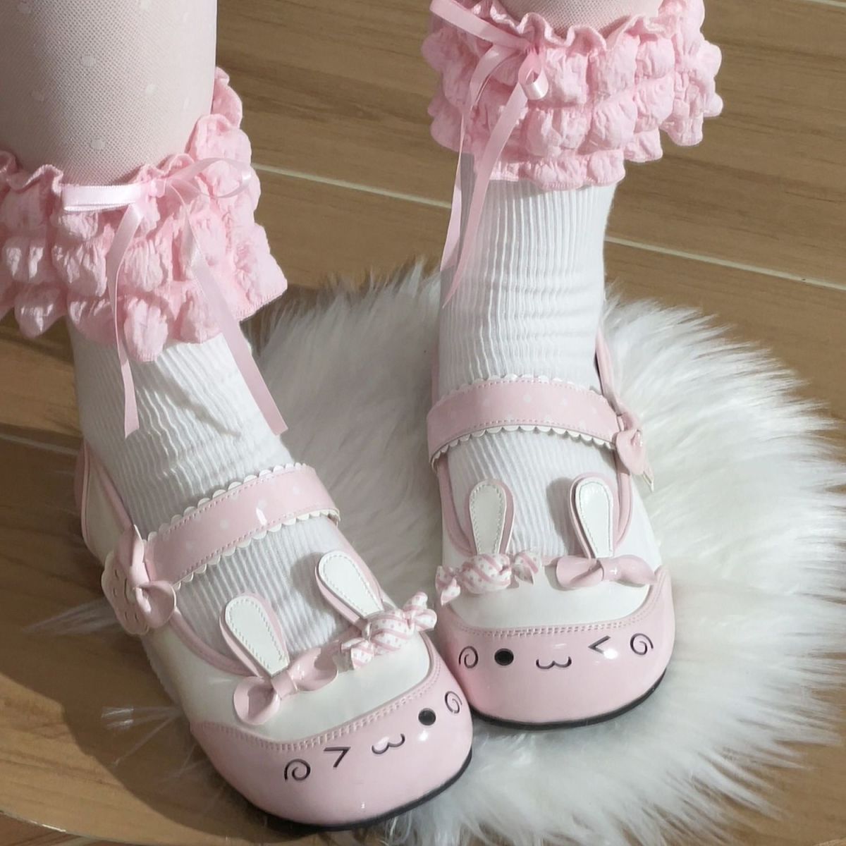 Dazed Rabbit - Sweet Lolita Bunny Flats - Indoor Mary Jane flats